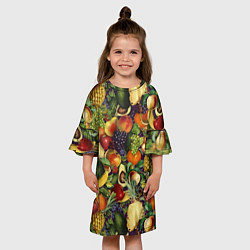 Платье клеш для девочки Вкусные Летние Фрукты, цвет: 3D-принт — фото 2