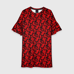 Платье клеш для девочки Красные психоделический смайлы, цвет: 3D-принт