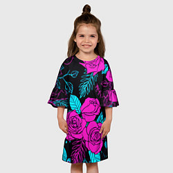 Платье клеш для девочки Авангардный паттерн из роз Лето, цвет: 3D-принт — фото 2