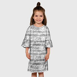 Платье клеш для девочки Серая кирпичная стена стиль лофт, цвет: 3D-принт — фото 2