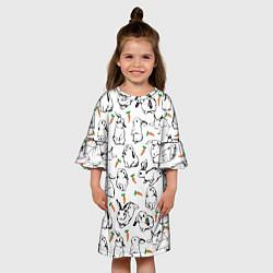 Платье клеш для девочки Зайцы с морковками, цвет: 3D-принт — фото 2