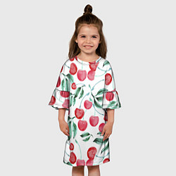 Платье клеш для девочки Вишня Нарисованная Акварелью, цвет: 3D-принт — фото 2