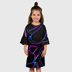 Платье клеш для девочки Неоновые линзы во тьме - Фиолетовый, цвет: 3D-принт — фото 2