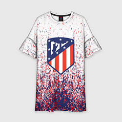 Платье клеш для девочки Atletico madrid logo брызги красок, цвет: 3D-принт