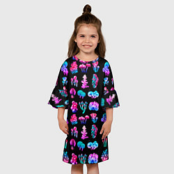 Платье клеш для девочки NEON MUSHROOMS, цвет: 3D-принт — фото 2