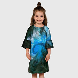 Платье клеш для девочки Неоновые краски - Синий, цвет: 3D-принт — фото 2