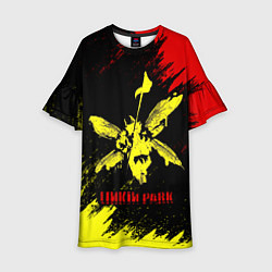 Платье клеш для девочки Linkin Park желто-красный, цвет: 3D-принт
