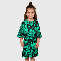 Платье клеш для девочки Ажурный цветочный летний орнамент, цвет: 3D-принт — фото 2