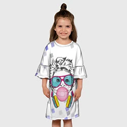 Платье клеш для девочки Обезьяна лопает жвачку, цвет: 3D-принт — фото 2