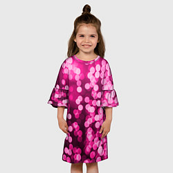 Платье клеш для девочки Розовые блестки, цвет: 3D-принт — фото 2