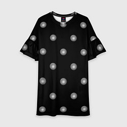 Платье клеш для девочки Серый горох 3д на черном фоне, цвет: 3D-принт