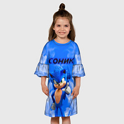 Платье клеш для девочки Sonic пламя, цвет: 3D-принт — фото 2