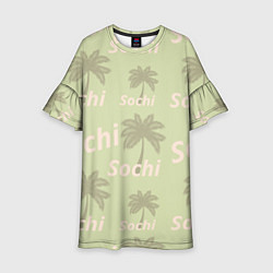 Детское платье Пальмы на салатном фоне palm trees text