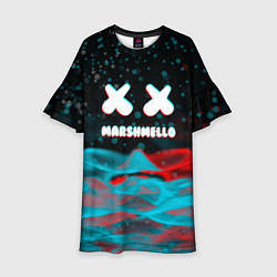 Платье клеш для девочки Marshmello logo крапинки, цвет: 3D-принт