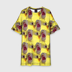 Платье клеш для девочки Попугай Корелла Орёт Мем, цвет: 3D-принт
