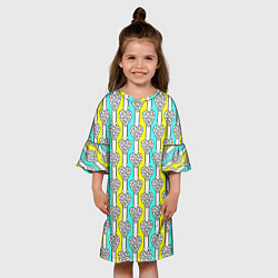 Платье клеш для девочки Striped multicolored pattern with hearts, цвет: 3D-принт — фото 2