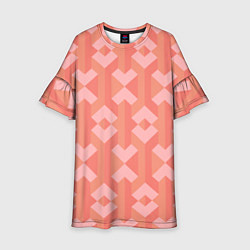 Платье клеш для девочки Геометрический узор розового цвета geometric pink, цвет: 3D-принт