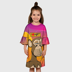 Платье клеш для девочки Ape coin i love NFT, цвет: 3D-принт — фото 2