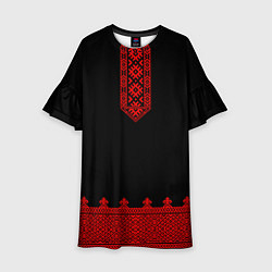 Платье клеш для девочки Черная славянская рубаха, цвет: 3D-принт