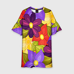 Платье клеш для девочки MULTICOLORED PANSIES, цвет: 3D-принт