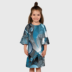 Платье клеш для девочки Абстрактный серо-синий принт, цвет: 3D-принт — фото 2