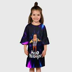 Платье клеш для девочки Hello Neighbor Привет сосед Бегущий сосед, цвет: 3D-принт — фото 2