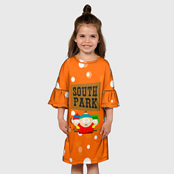 Платье клеш для девочки Южный Парк на фоне кружков, цвет: 3D-принт — фото 2