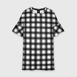 Платье клеш для девочки Black and white trendy checkered pattern, цвет: 3D-принт