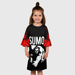 Платье клеш для девочки Мощный сумоист, цвет: 3D-принт — фото 2