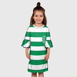 Платье клеш для девочки ФК Ахмат на фоне бело зеленой формы, цвет: 3D-принт — фото 2