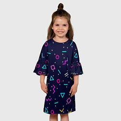 Платье клеш для девочки Neon geometric shapes, цвет: 3D-принт — фото 2