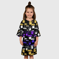 Платье клеш для девочки Американский футбол паттерн, цвет: 3D-принт — фото 2