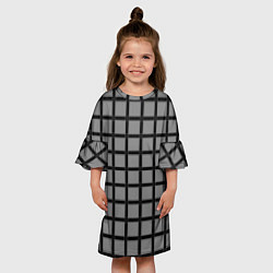 Платье клеш для девочки Темно-серый узор в крупную клетку, цвет: 3D-принт — фото 2