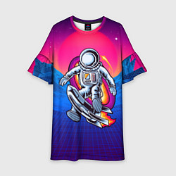 Платье клеш для девочки Космонавт с ракетой, цвет: 3D-принт