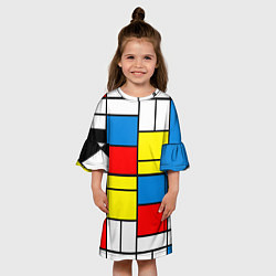 Платье клеш для девочки Texture of squares rectangles, цвет: 3D-принт — фото 2