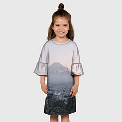 Платье клеш для девочки Туманные горы и деревья утром, цвет: 3D-принт — фото 2