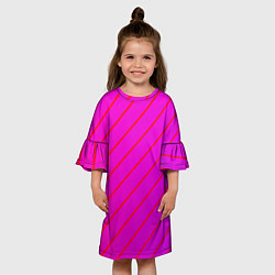 Платье клеш для девочки Розовый и фиолетовые линии, цвет: 3D-принт — фото 2
