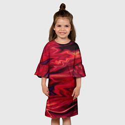Платье клеш для девочки Красный абстрактный модный узор, цвет: 3D-принт — фото 2