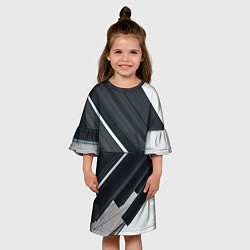 Платье клеш для девочки Абстрактные геометрические линии - Белый, цвет: 3D-принт — фото 2