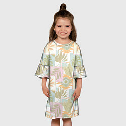 Платье клеш для девочки Этнический, тропический лоскутный, цвет: 3D-принт — фото 2