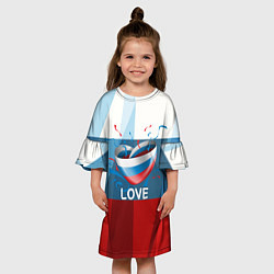 Платье клеш для девочки Флаг России в виде сердца, цвет: 3D-принт — фото 2