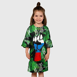 Платье клеш для девочки Русский кулак - триколор, цвет: 3D-принт — фото 2