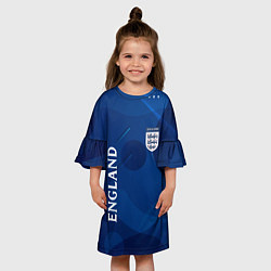 Платье клеш для девочки Сборная Англии Синяя Абстракция, цвет: 3D-принт — фото 2