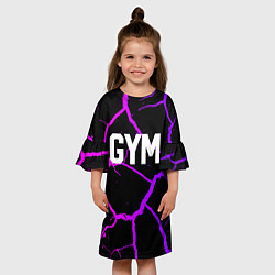 Платье клеш для девочки Gym - Трещины неоновые, цвет: 3D-принт — фото 2