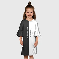 Платье клеш для девочки Equilibrium keeper хранитель равновесия с чёрно-бе, цвет: 3D-принт — фото 2