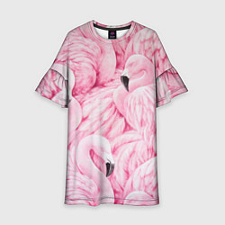 Платье клеш для девочки Pink Flamingos, цвет: 3D-принт