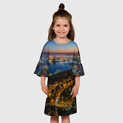 Платье клеш для девочки Ночной город с высоты, цвет: 3D-принт — фото 2