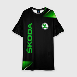 Платье клеш для девочки Skoda Sport Абстракция, цвет: 3D-принт