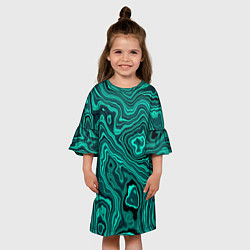 Платье клеш для девочки Имитация камня - яшма, цвет: 3D-принт — фото 2