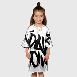 Платье клеш для девочки Крупные граффити надписи, цвет: 3D-принт — фото 2